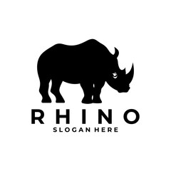 Simple black rhino animal logo vector illustrations