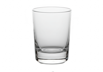 A clear, empty glass tumbler, isolated on transparent background, perfect for beverages like water, juice, or cocktails