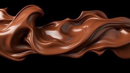 Abstract Chocolate Wave - Smooth Melted Liquid for Food Industry Backgrounds, Dessert Concepts, Confectionery Advertising