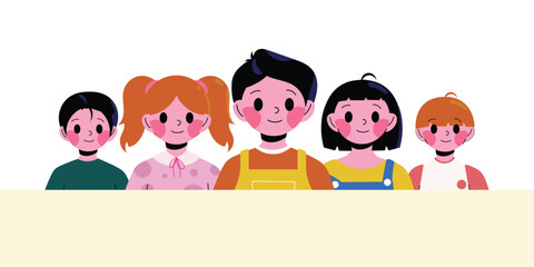 Flat design kids vector symbolizing unity and inclusion.