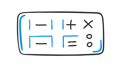 Simple hand drawn calculator with basic math symbols