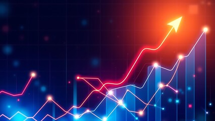 Rising Market Graph - Futuristic Business Growth Chart with Arrow, Financial Data Analysis Illustration for Presentations and Marketing Materials