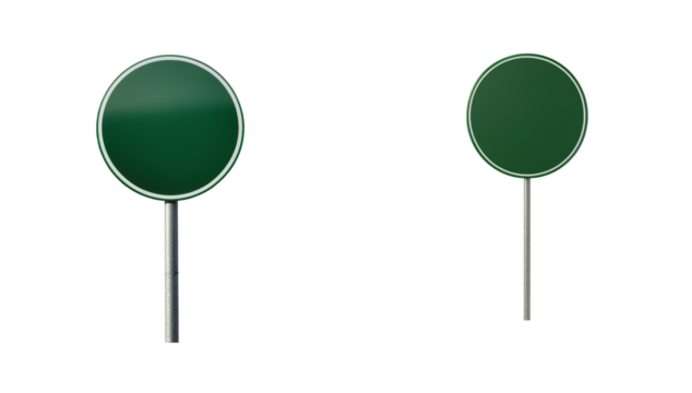 3d green traffic sign selection with square and round shapes 