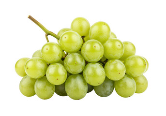 A fresh bunch of green grapes, juicy and ripe, isolated on transparent background, representing healthy eating and natural goodness