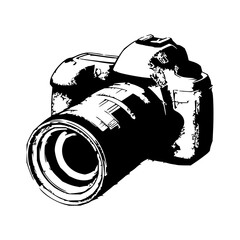 Camera Photography Vector Icon - Black and White Digital Image Equipment