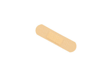 Medical adhesive bandage for first aid. Beige plaster for wound care and protection, isolated on white background with clipping path.