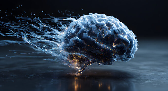 Concept art of a human brain exploding with knowledge and creativity. generative ai