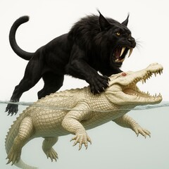 Melanic big catlike lion sabertooth tiger