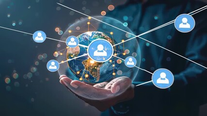 a man holds a globe in his hands. Selective focus - Powered by Adobe