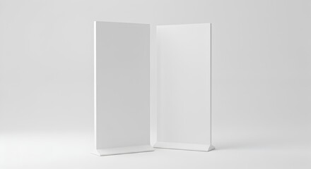 Two Blank White Vertical Display Sign Mockups on a Pure White Studio Background