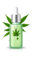 Green glass dropper bottle with cannabis leaves (1)