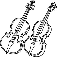 Two elegant violins in a simple black and white line drawing style © Md CF ID #17860857