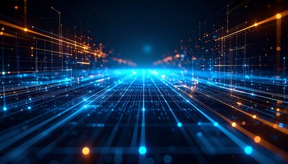 Abstract Digital Futuristic Technology Background with Glowing Lines