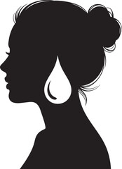 Silhouette of a Woman's Profile with Earring on Transparent Background for Beauty