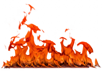 A vibrant orange and red flame isolated on a transparent background, representing heat, energy, and power