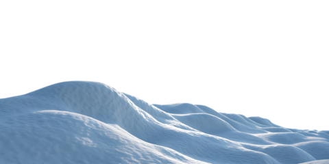 Undulating snow-covered hills creating peaceful winter landscape with smooth rounded mountain silhouettes, isolated on a transparent background