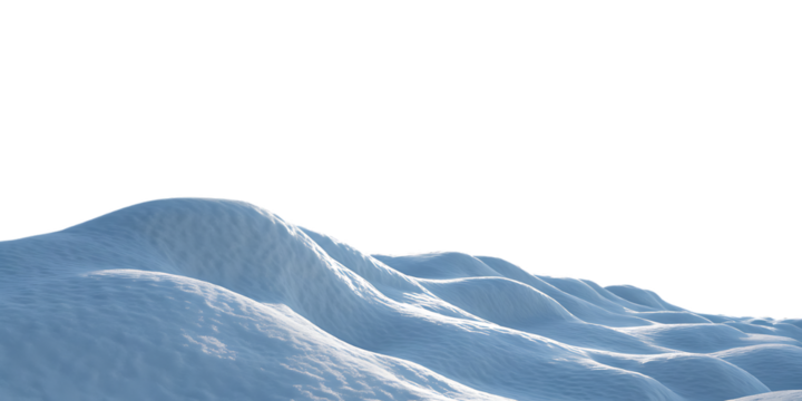 Undulating snow-covered hills creating peaceful winter landscape with smooth rounded mountain silhouettes, isolated on a transparent background