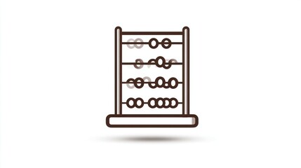 Simple line drawing of an abacus with beads, against a white background; a small shadow is cast beneath