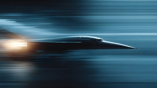 Sleek hypersonic aircraft viewed from the side inside a wind tunnel, glowing with reentry heat. The background is a clean, contrasting solid blue.