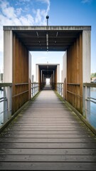 Wooden walkway over water