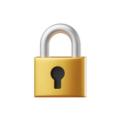 Naklejka premium Golden padlock icon symbolizing security and protection concept for digital safety and data privacy isolated on transparent background