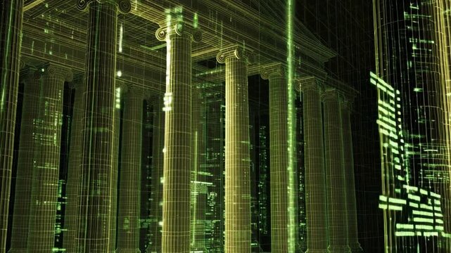 Exploring digital Architecture a virtual tour of ancient columns futuristic landscape interactive environment immersive experience