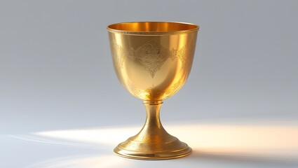 Close-Up of Decorative Golden Chalice on Plain White Surface
