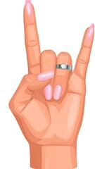 Hand making rock and roll sign