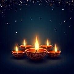 Happy Diwali festival with Diwali oil lamp, Diwali holiday Background with Diya