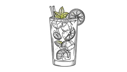 Hand-drawn illustration of a cocktail