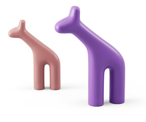 Fototapeta premium Abstract giraffe doll. Child toy. Isolated on white background. 3D rendering