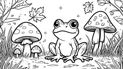 The picture to color depicts a frog