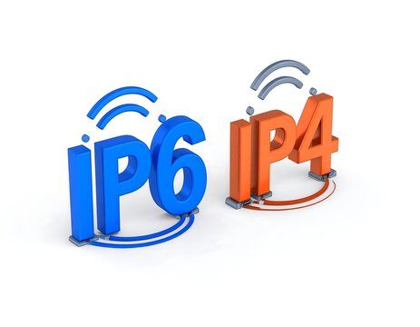 3D rendered icons of IP versions 6 and 4