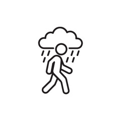 Walking in Rain Icon Representing Mood Weather Sadness Storm Emotions and Cloudy Outdoor Scene