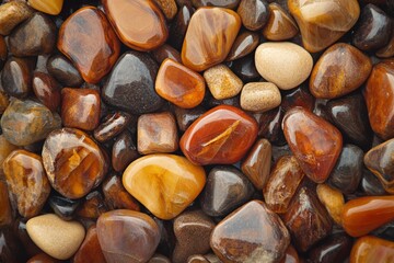 Close-up of wet river stones in natural light. AI generated