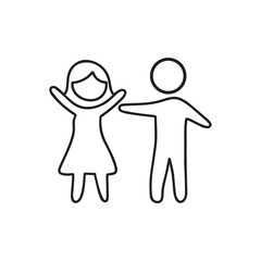 Happy Children Icon Representing Kids Joy Friendship Play Childhood Fun and Youthful Togetherness