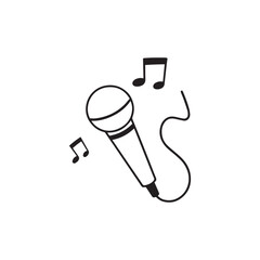 Microphone with Music Notes Icon Representing Singing Performance Audio Entertainment and Vocal Talent