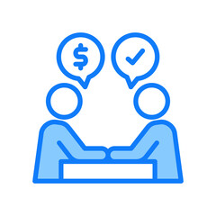 Negotiation blue icon 