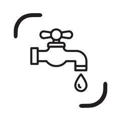 Minimalist Water Tap Icon Representing Plumbing Conservation and Utility Management Solutions
