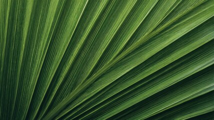 Obraz premium Radiant green palm leaf with vivid veins. AI image