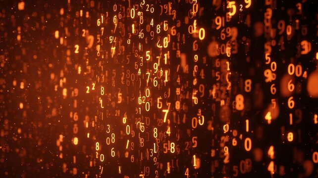 Glowing numeric matrix in amber tones. AI image