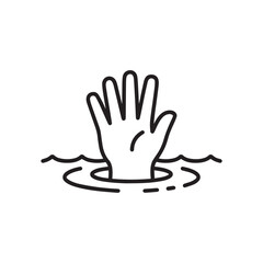 Drowning hand help icon