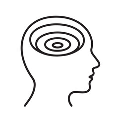 Mental focus icon with head and concentric circles