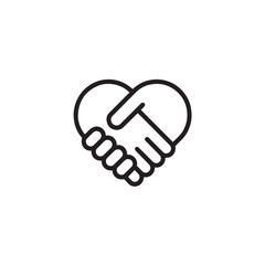 Handshake heart icon for trust and partnership