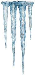 Fototapeta premium Watercolor Style Icicles Hanging from a Surface on a Frosty Winter Day in Shades of Blue
