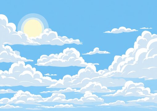 Cloudy blue sky with sun - Powered by Adobe