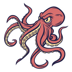 Obraz premium Angry Red Octopus Vector Illustration