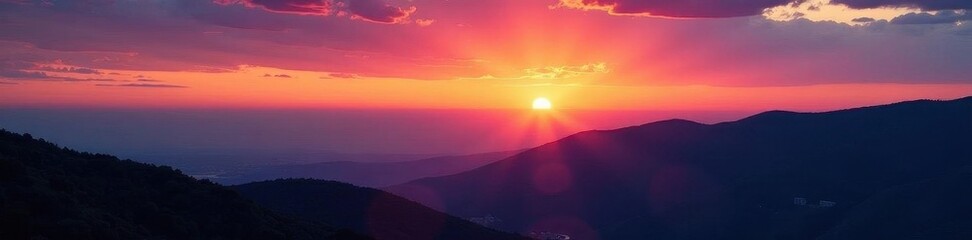 Dramatic silhouette of Irakli hills at sundown , peaceful, contrast, dark