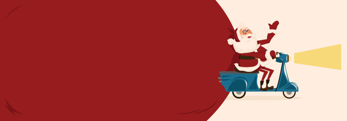 Christmas promotion banner with Santa Claus. Xmas holiday design template for AD, web, print, greeting card