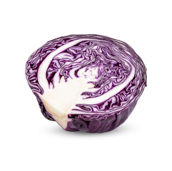 Fresh purple cabbage half isolated on transparent background (.PNG)